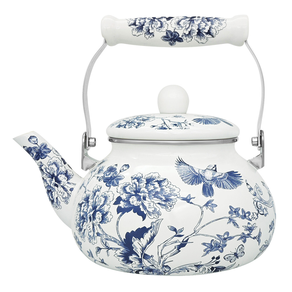 Чайник эмалированный тм VETTA Синие птицы, 2,5л, индукция, арт.№ 894-573