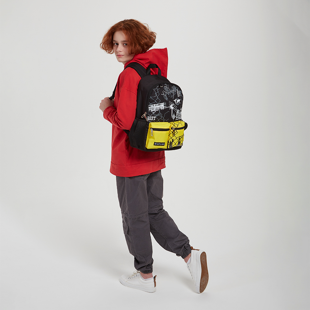 Рюкзак подростковый 40х30х15см, 1 отд., 5 карманов (1 на спинке), нашивка, ПЭ, "Город", арт.№ 555-024