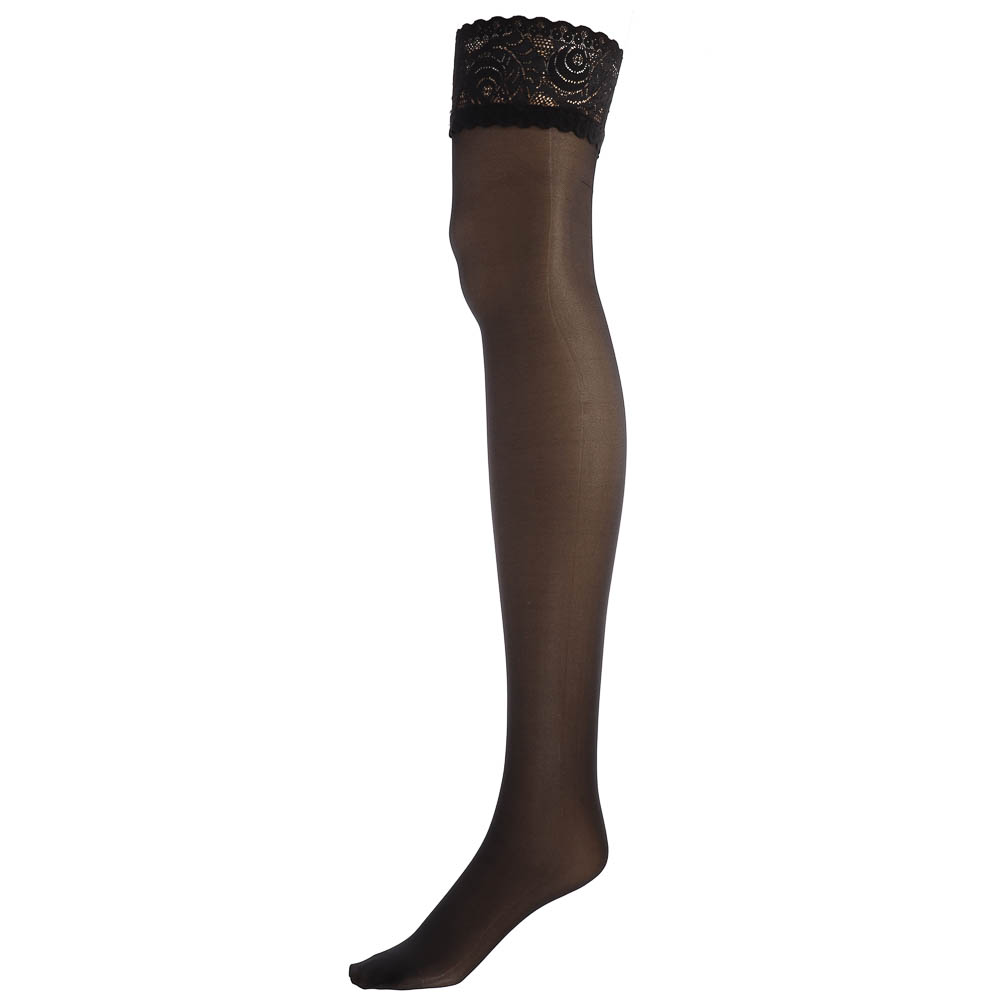 GALANTE Afoso Чулки с ажурной резинкой 20 DEN, 85% полиамид, 15% эластан, размер 1/2, цвет черный, арт.№ 048-078