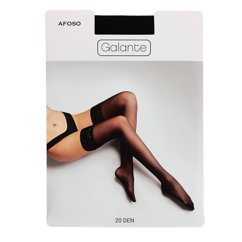 GALANTE Afoso Чулки с ажурной резинкой 20 DEN, 85% полиамид, 15% эластан, размер 3/4, цвет черный, арт.№ 048-079