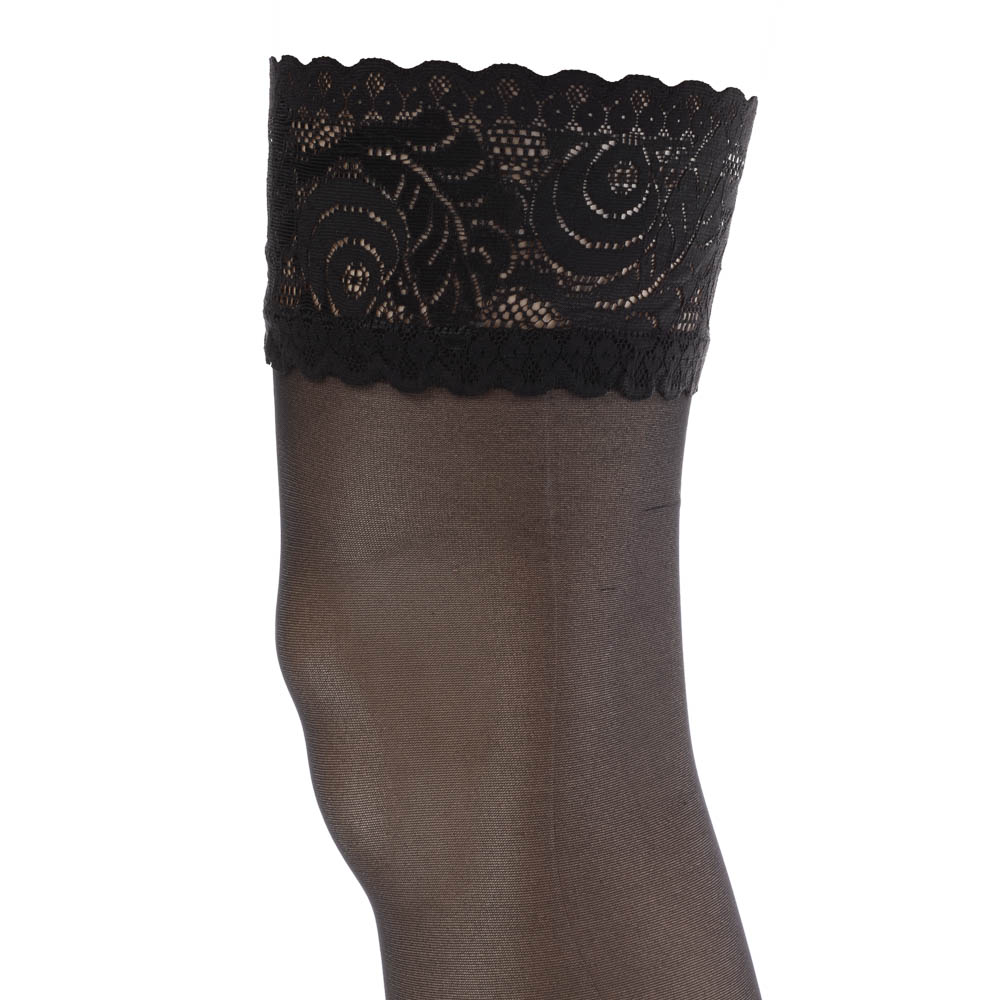 GALANTE Afoso Чулки с ажурной резинкой 20 DEN, 85% полиамид, 15% эластан, размер 3/4, цвет черный, арт.№ 048-079
