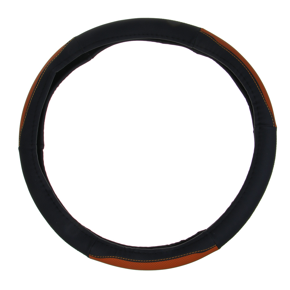 ЕРМАК Оплетка на руль, полиуретан(PU), размер 38 см, перфорированная вставка, черно-коричневый, арт.№ 708-141