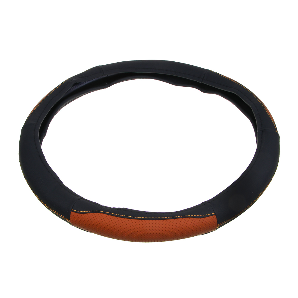 ЕРМАК Оплетка на руль, полиуретан(PU), размер 38 см, перфорированная вставка, черно-коричневый, арт.№ 708-141