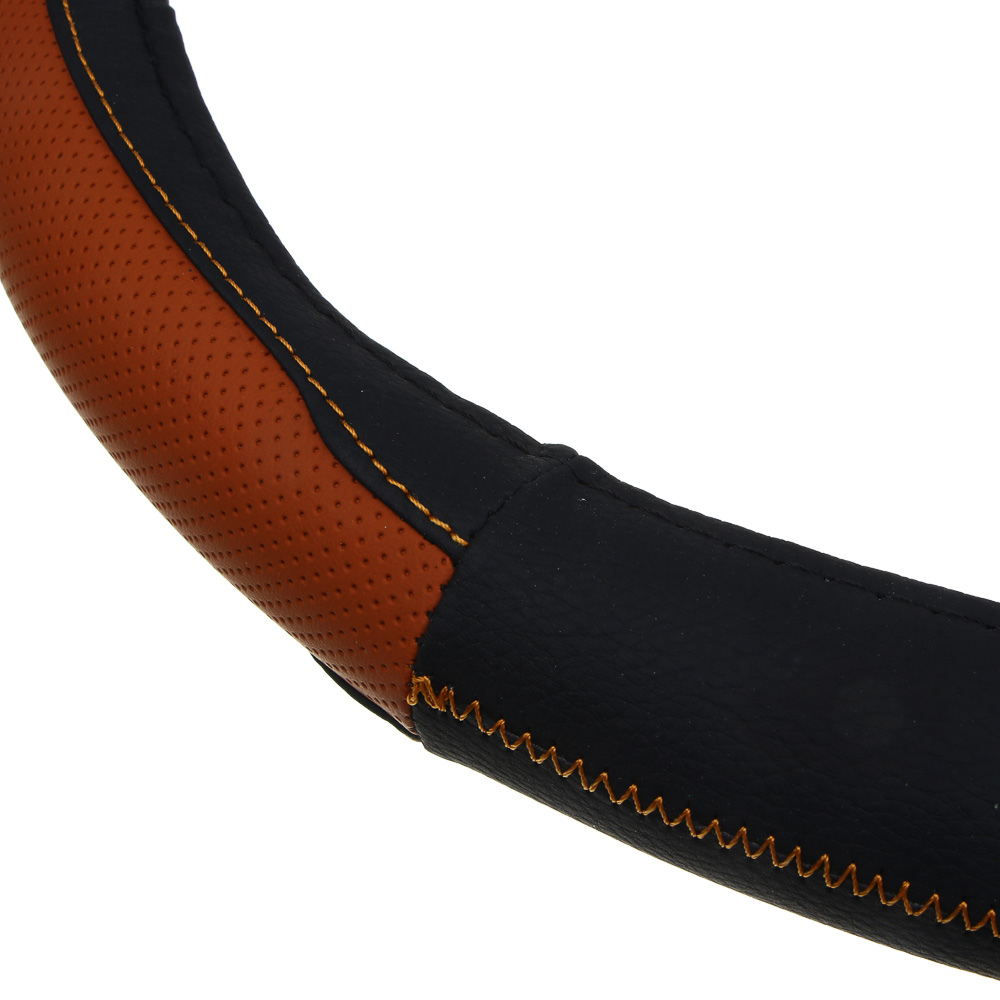 ЕРМАК Оплетка на руль, полиуретан(PU), размер 38 см, перфорированная вставка, черно-коричневый, арт.№ 708-141