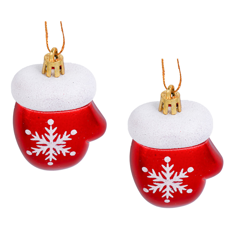 СНОУ БУМ Набор декоративных украшений "Варежки" 2шт, 5x3x7,5см, пластик, арт.3, арт.№ 374-581