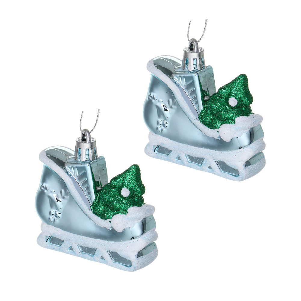 СНОУ БУМ Набор декоративных украшений "Сани" 2шт, 6,5x2,5x6,5см, пластик, арт.1, арт.№ 374-582