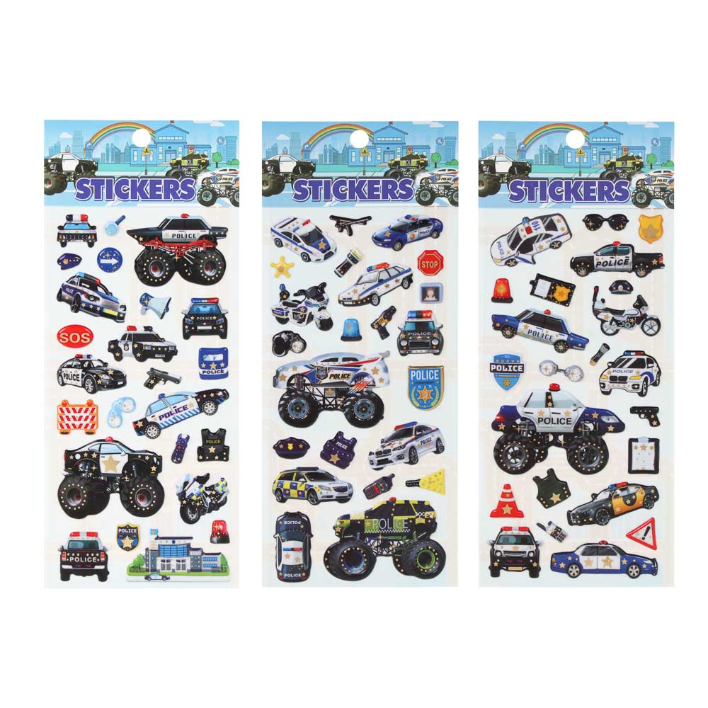 Наклейки пластиковые "Машины" 10х24см., 3 вида, ОПП пакет, арт.№ 557-145