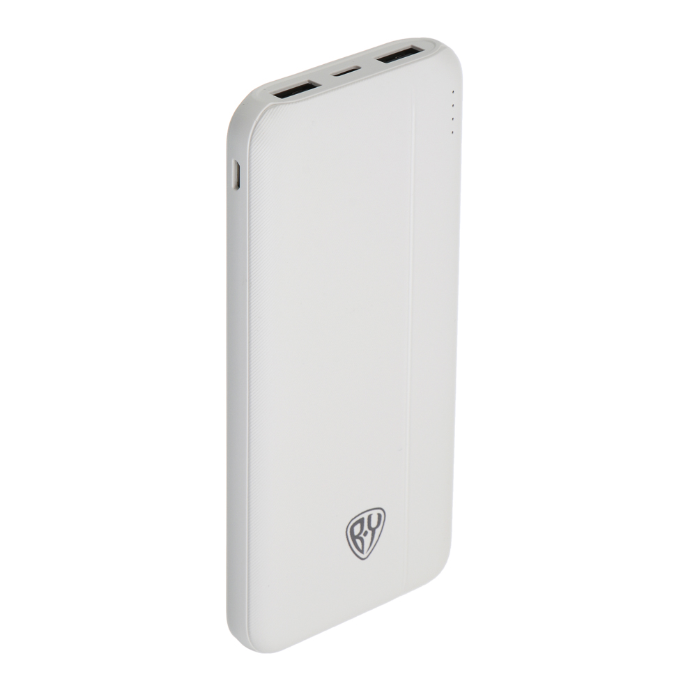 Аккумулятор мобильный BY 10000мАч, 2xUSB-A, 1xUSB-C, 1xMicro-USB, ребристый, 10W, белый, арт.№ 031-165