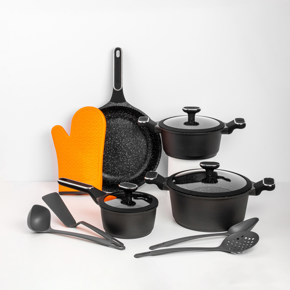 BY COLLECTION Наб.пос.12пр., кастр.+крышки:2.5л;4.3л; ковш+крышка1,4л;сков.28см; кух. принадлежности, арт.№ 846-025