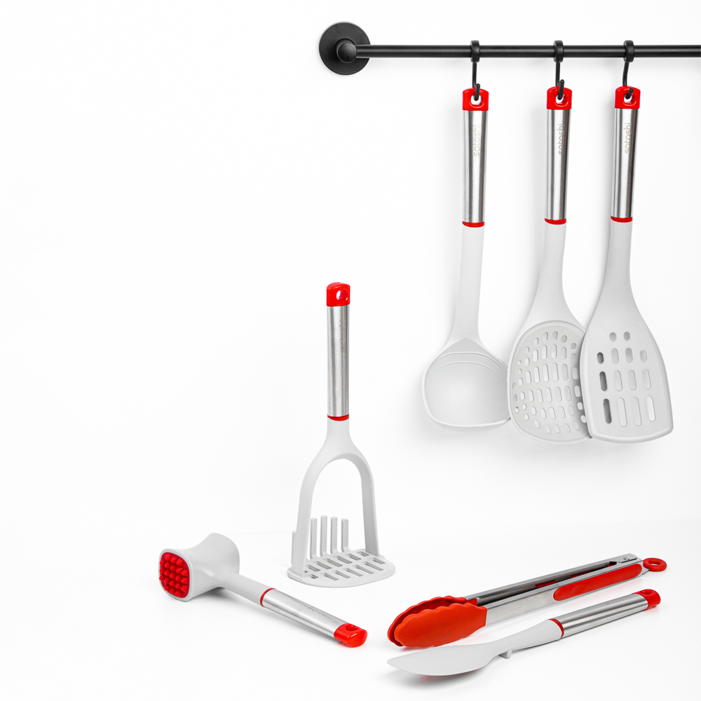 SATOSHI Премьер Набор кух. принадлежностей,7пр: щипцы,лопатка-2шт,молоток,половник,толкушка,шумовка, арт.№ 881-001