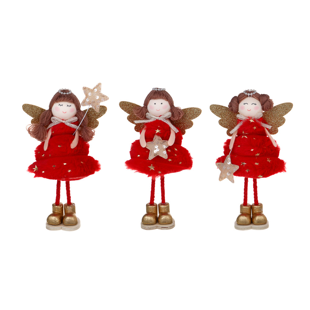 СНОУ БУМ Сувенир Ангел 21 см, полиэстер, красный, 3 вида, арт.№ 140-097