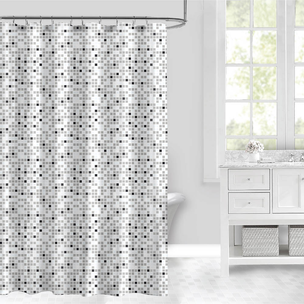 Штора для ванной 180x180см PING, белый/серый, ПЕВА, SWC-55-02, арт.№ 461-661