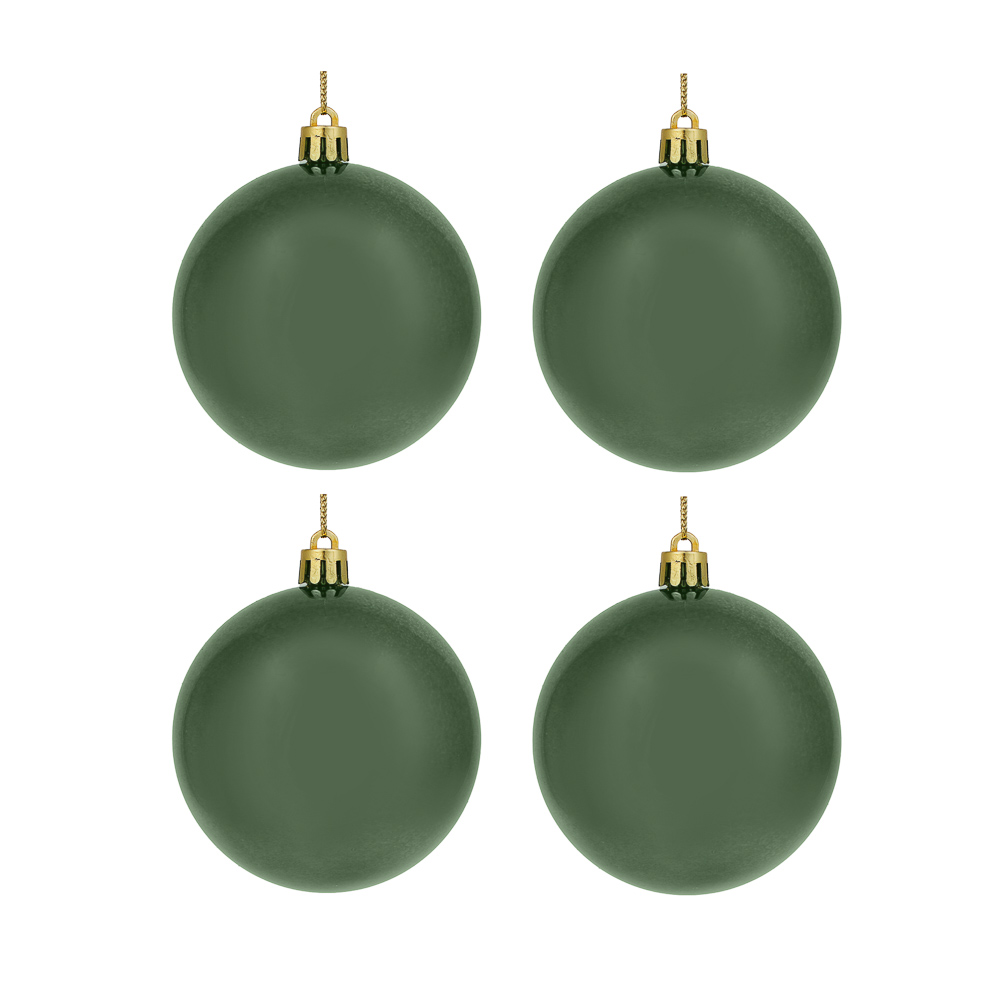 СНОУ БУМ Набор шаров 4шт 8см пластик, темно-зеленый, 26-231, арт.№ 372-718