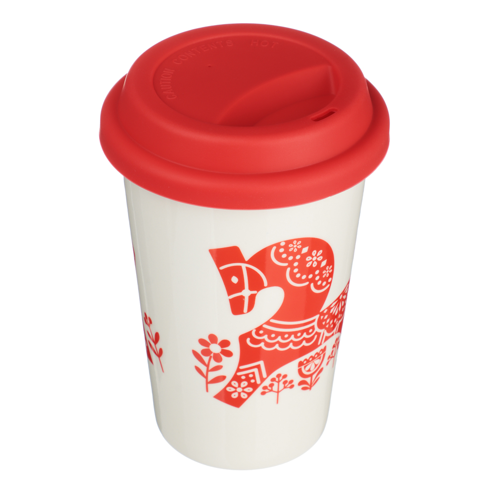 MILLIMI Кружка для кофе с силиконовой крышкой 450мл, фарфор, 2 дизайна, арт.№ 820-915