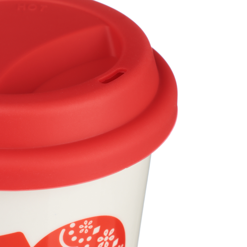 MILLIMI Кружка для кофе с силиконовой крышкой 450мл, фарфор, 2 дизайна, арт.№ 820-915