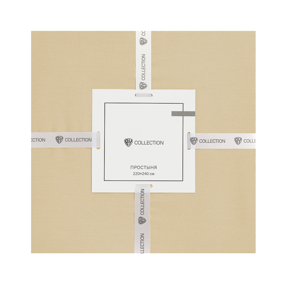 BY COLLECTION Простыня 220х240см, 100% хлопок, песочный, арт.№ 432-176