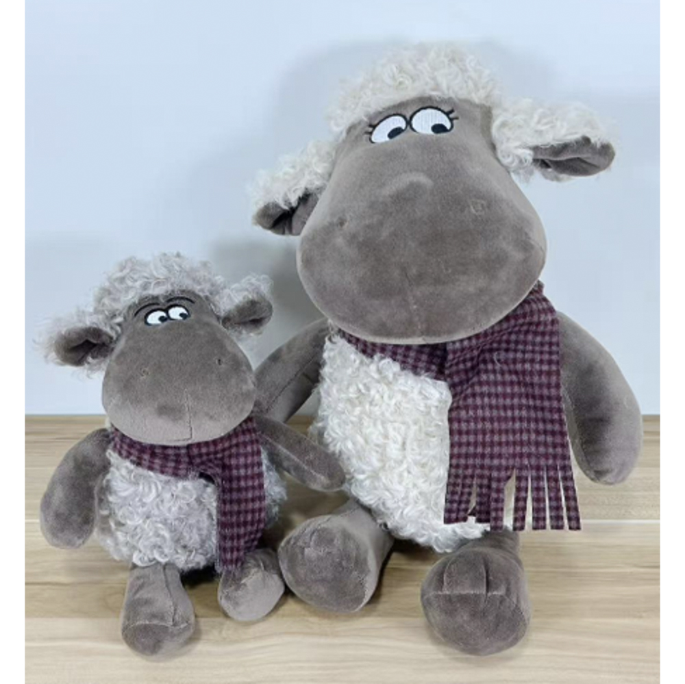 Игрушка мягкая "Овечка" в полосатом шарфике, 26 см, полиэстер, тм ИГРОЛЕНД, 3+, арт.№ 264-616