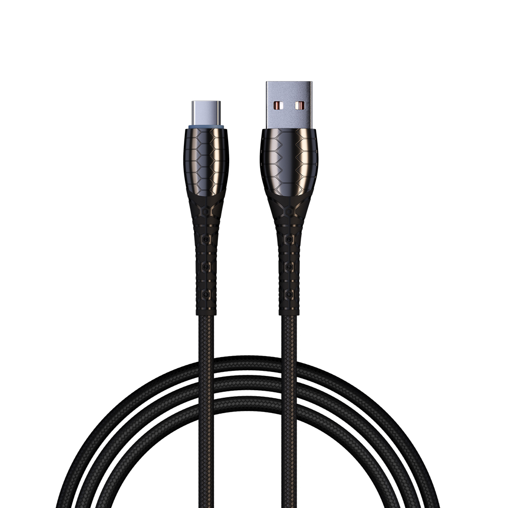 ВСЁГАЗИН Кабель для зарядки Богатырь Type-C, 1м, Быстрая зарядка 3А, QC, PD 20W, тканевый, черный, арт.№ 931-454