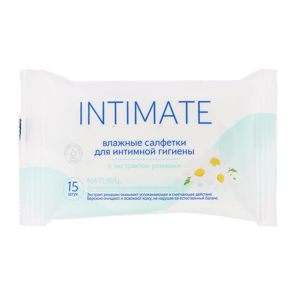 Влажные салфетки для интимной гигиены INTIMATE NATURAL с ромашкой, 15шт, арт.№ 914-060