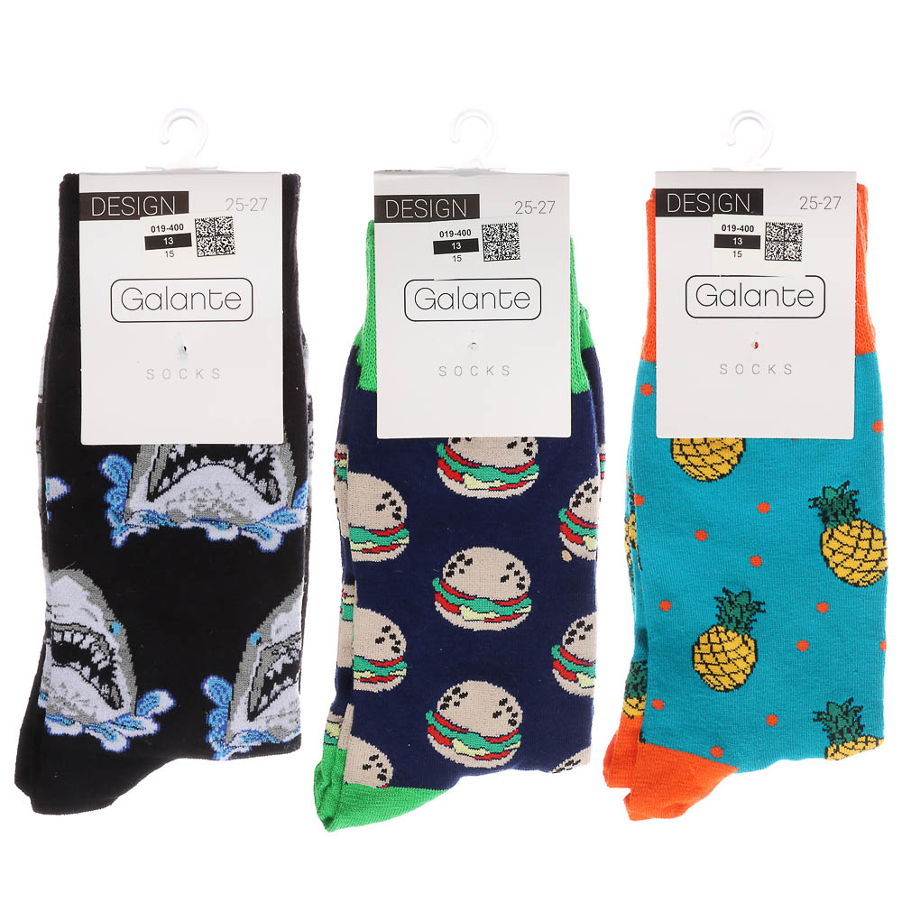 GALANTE Носки фантазийные, р.25-27, 80% хлопок, 20% эластан, разноцветные, #15, арт.№ 019-400