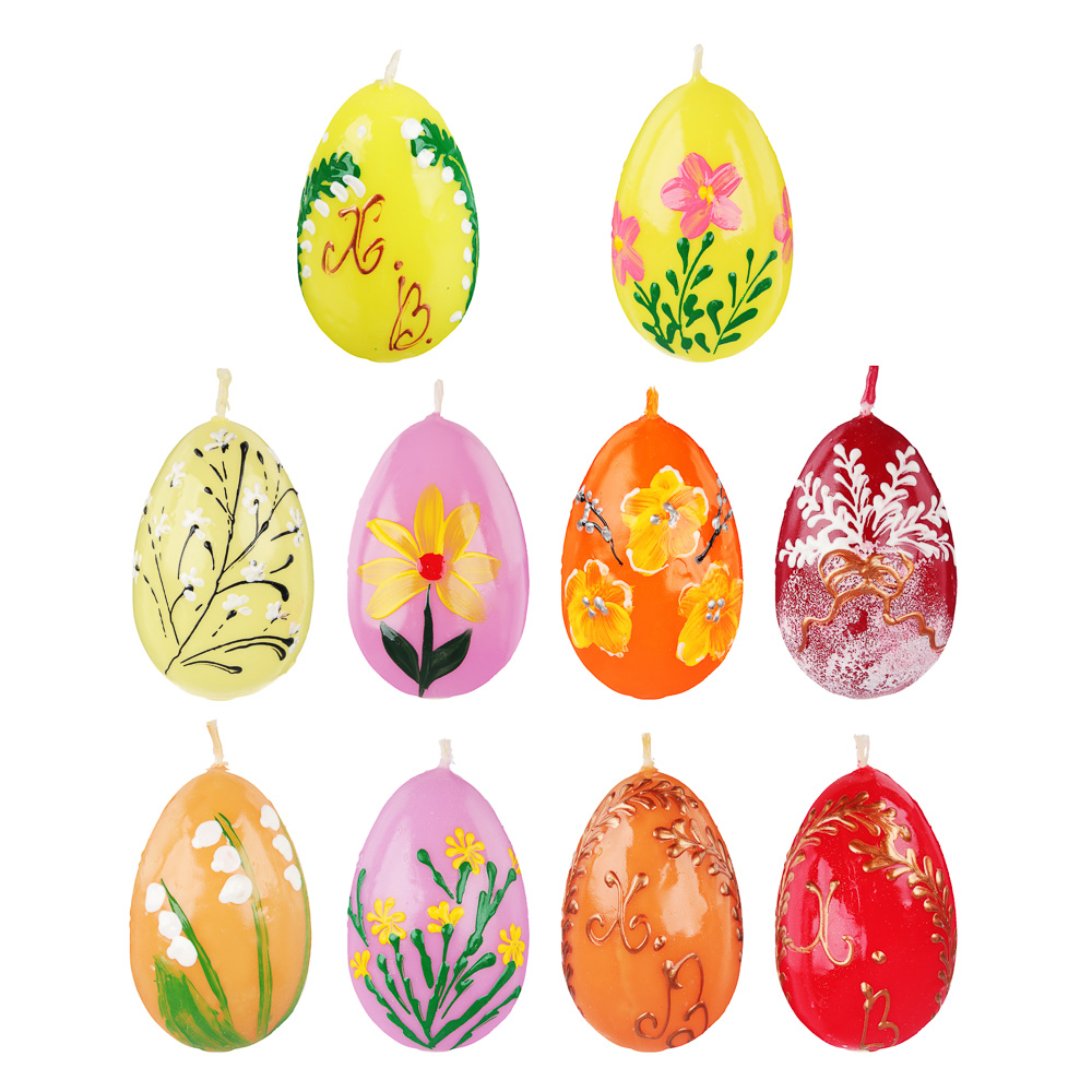 Свеча Пасхальная в форме яйца, 5,5х4,5см, парафин, 10 видов, арт.№ 508-637