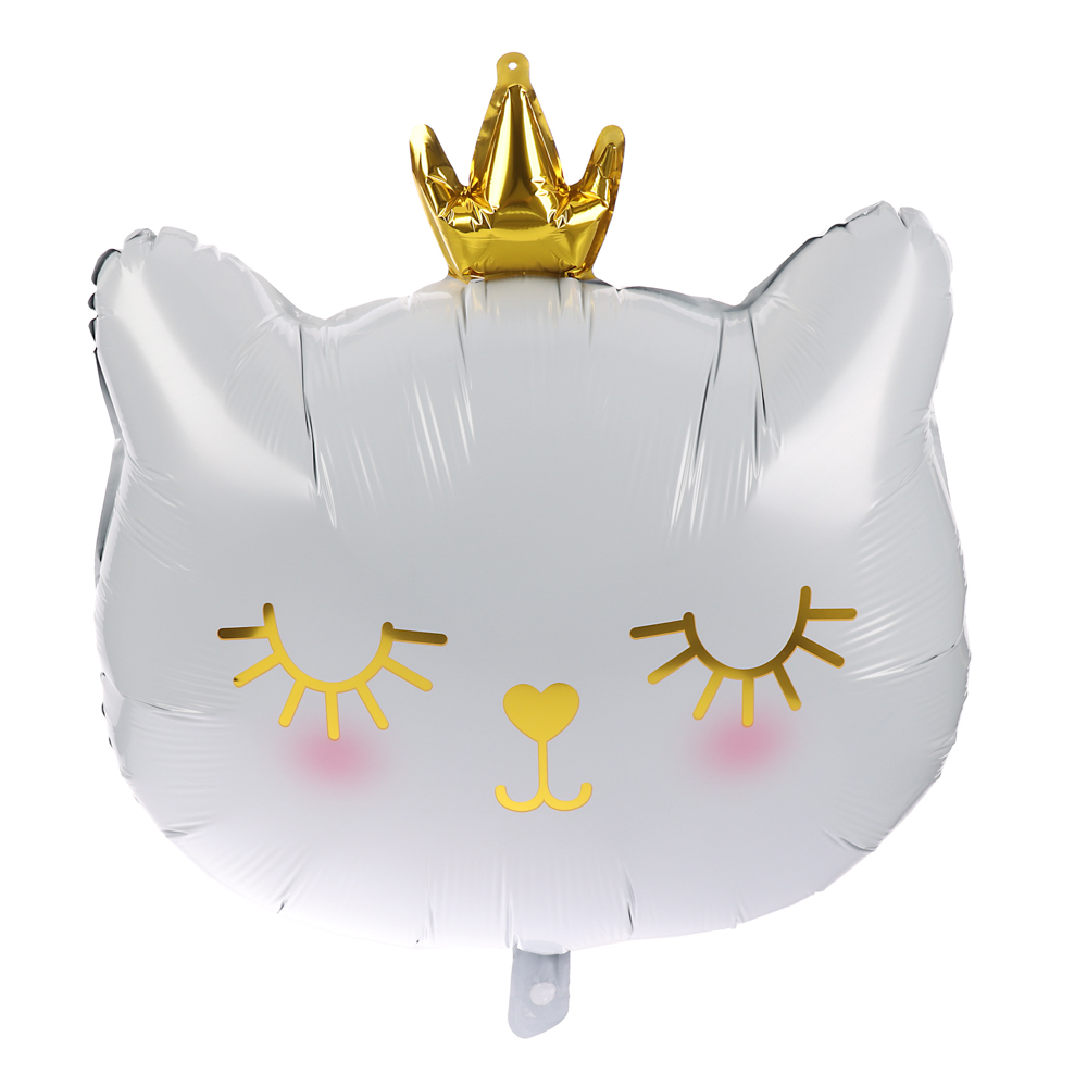 Фигура фольгированная тм Веселая Затея Кошка в короне голова белая, 70x100 см, арт.№ 518-271