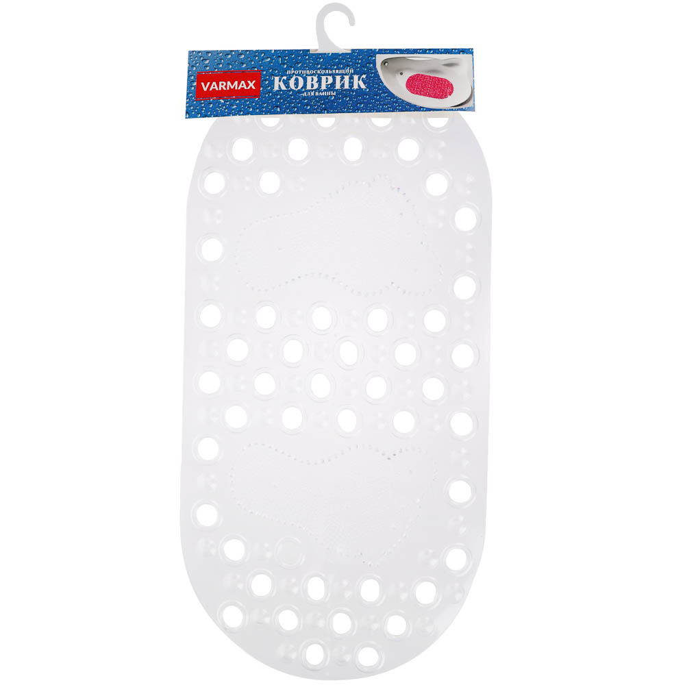 Коврик противоскользящий в ванную "Массажный" 66см*33см, прозрачный, арт.№ 403-112