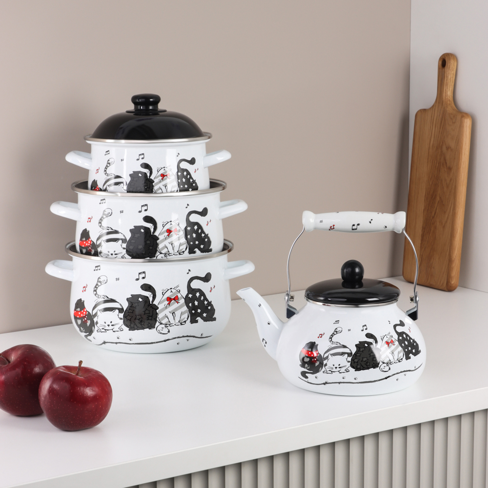 VETTA Хвостатые друзья Кастрюля эмалированная, 24см, 5,0л, индукция, арт.№ 894-543