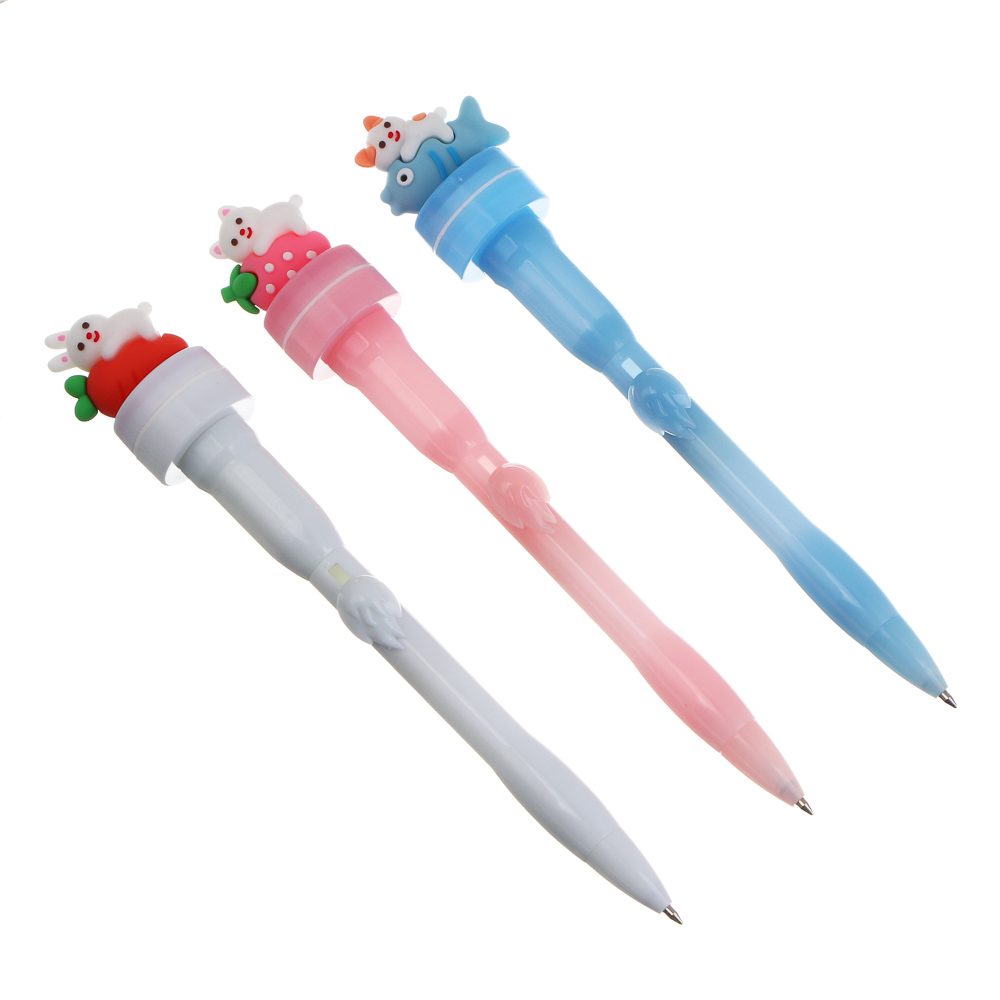 Ручка гелевая синяя с печатью "Пушистые гурманы", 3 дизайна, арт.№ 591-309