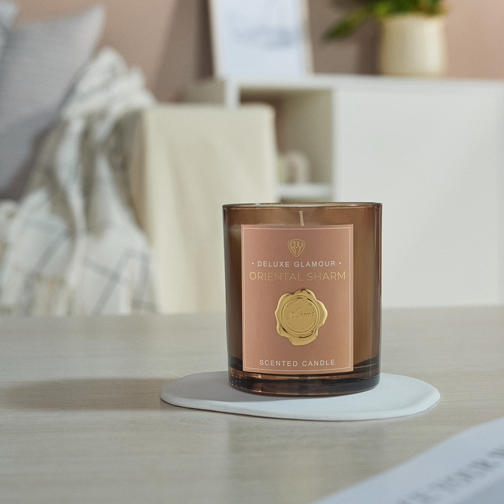 BY Свеча ароматизированная Deluxe Glamour, 200гр., Oriental Sharm, арт.№ 412-227