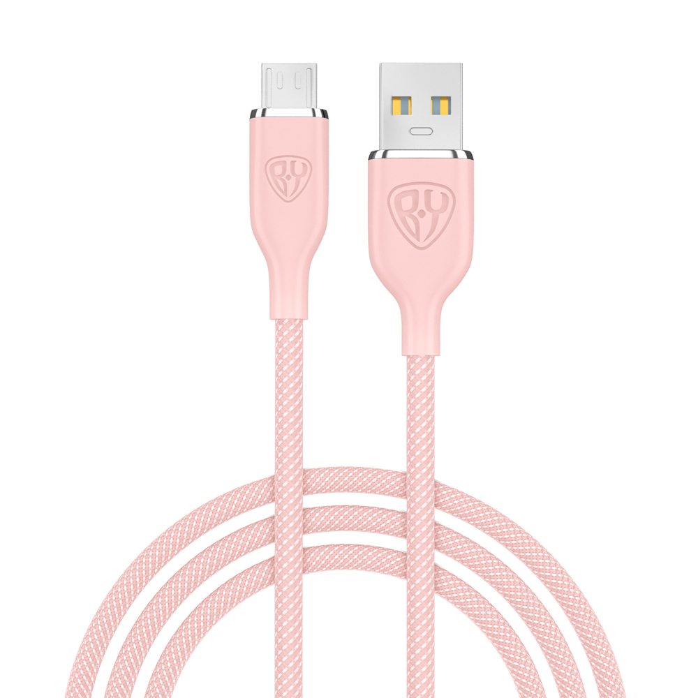 Кабель для зарядки USB(A)-microUSB BY Elite, 3А, 1м, Быстрая зарядка QC3.0, 100см, розовый, арт.№ 931-299