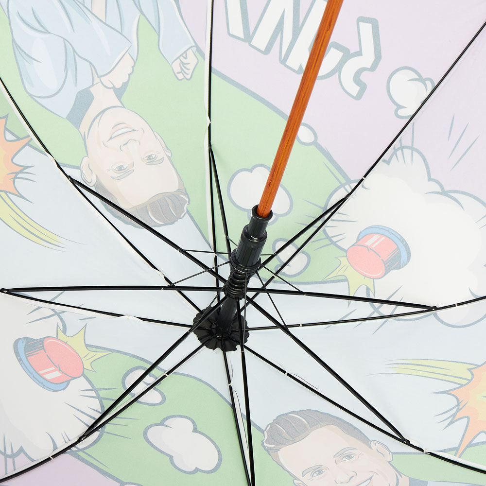 Зонт-трость "КИРЯ" универсальный, сплав, дерево, дюспо, длина 100 см, 8 спиц, 2 дизайна, арт.№ 006-003