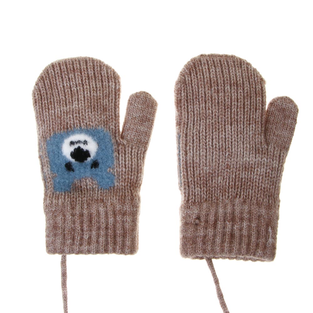 GALANTE Варежки детские на веревке однослойные с начесом, р.12, 100% акрил, разноцветные, ОЗ25-39, арт.№ 363-455