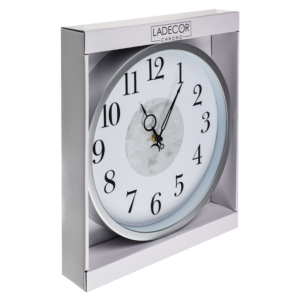 LADECOR CHRONO Часы настенные с мраморным циферблатом, пластик, 30см, ЧН-30, арт.№ 581-139