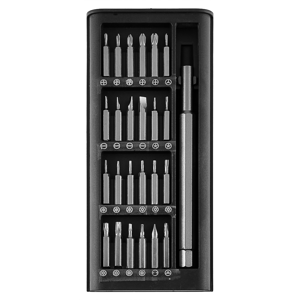 ЕРМАК Набор для точных работ 25в1: отвертка + биты 24шт (фосфоритовые,25мм), кейс пластик, арт.№ 736-264