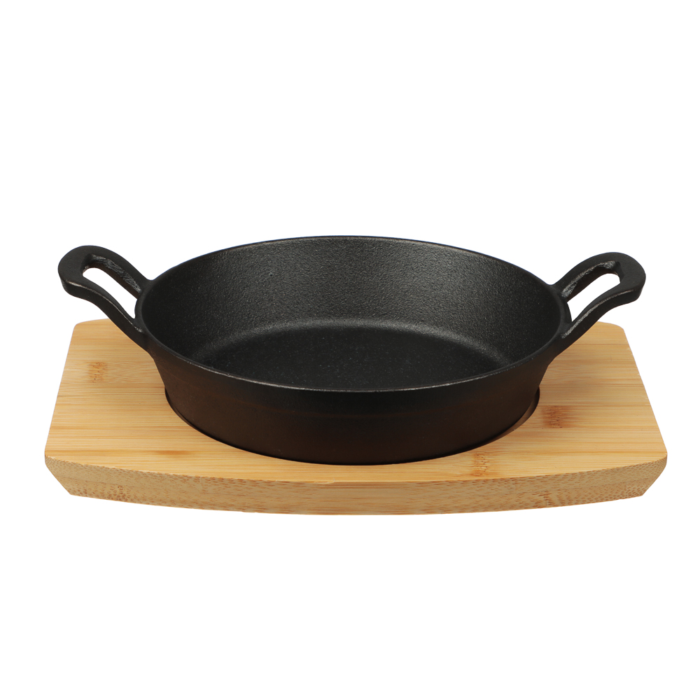SATOSHI Сковорода мини на подставке из бамбука чугун, круглая, 18см, индукция, арт.№ 808-041