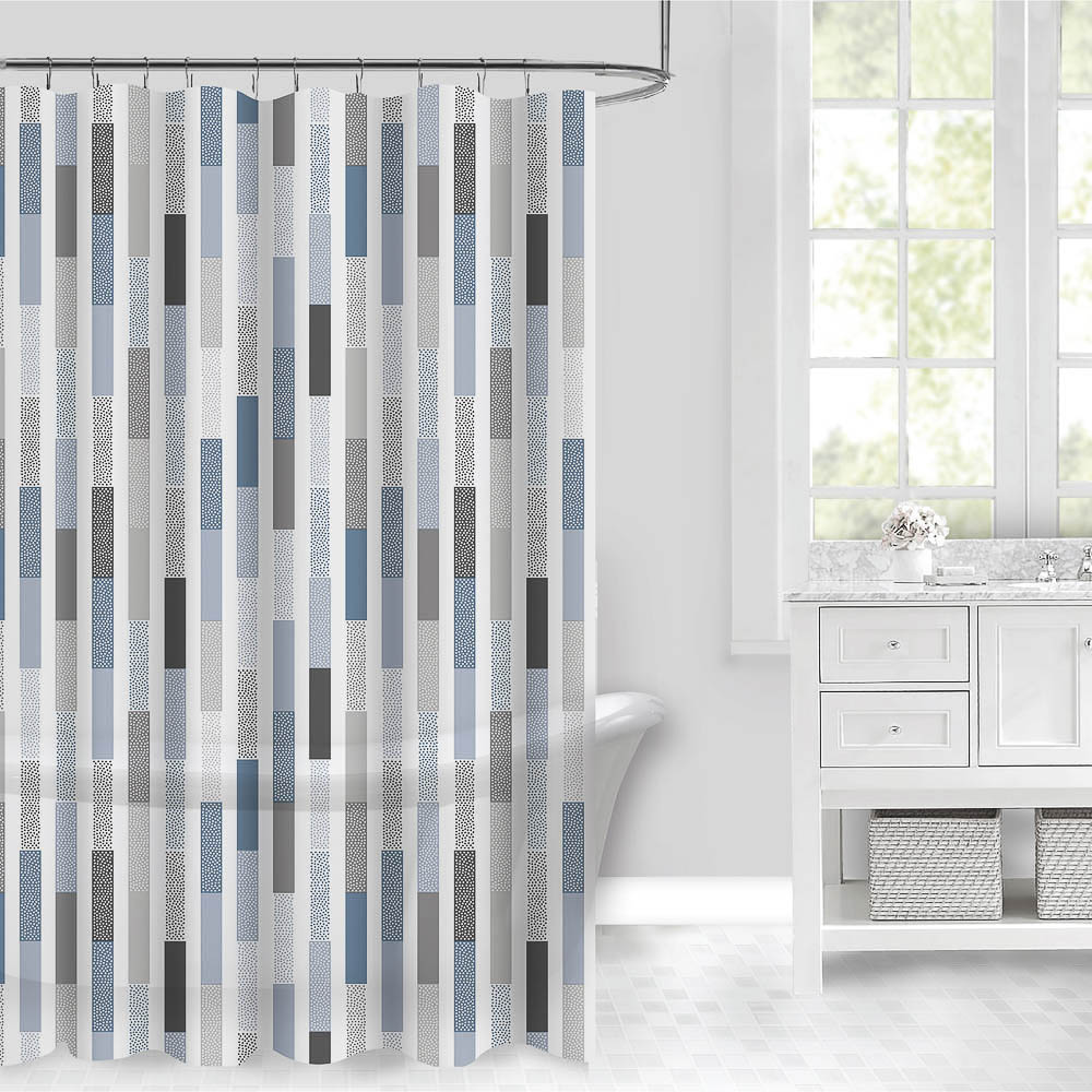 Штора для ванной 180x180см DENY, белый/синий, ПЕВА, SWC-55-11, арт.№ 461-662