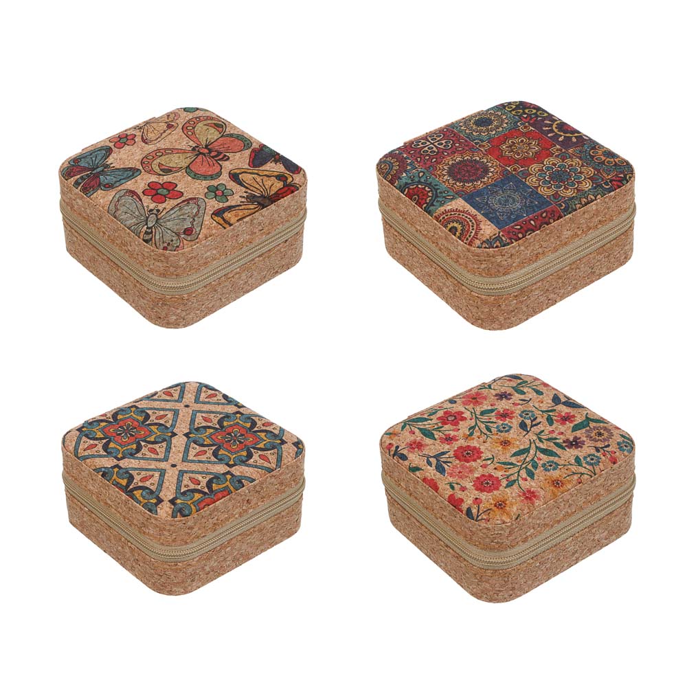 Шкатулка для украшений, 9,5x9,5x5 см, ПВХ, 4 дизайна, арт.№ 504-959