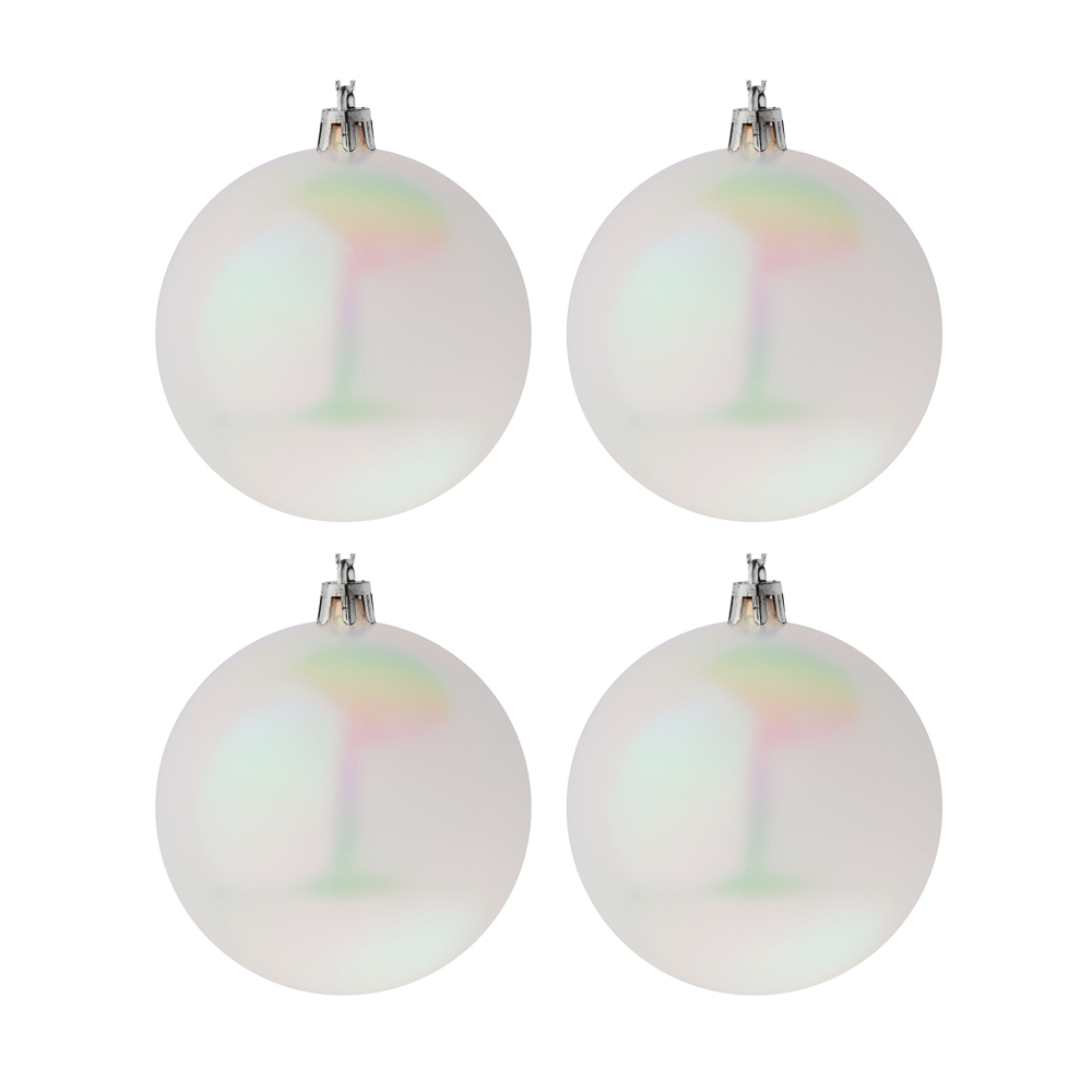 СНОУ БУМ Набор шаров 4шт 8см пластик, белый перламутр, 26-236, арт.№ 372-723