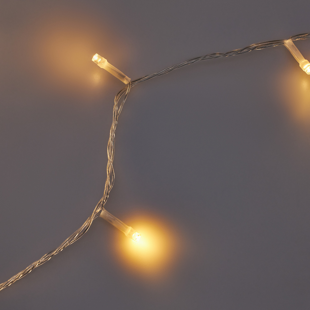 Гирлянда вьюн 9 м СНОУ БУМ, 100 LED ламп, постоянное свечение шампань, ПВХ прозрачный, 220В, арт.№ 384-051