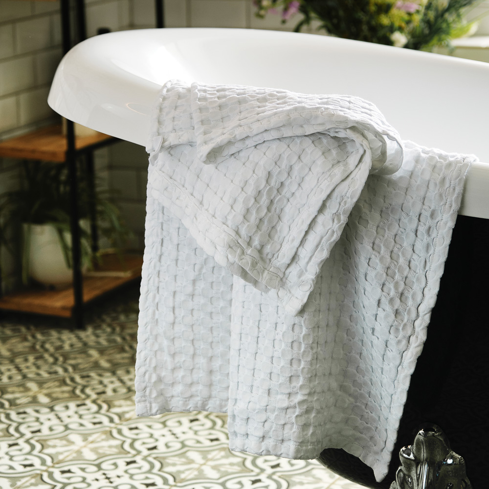 BY COLLECTION Полотенце вафельное 50х90см, 50% бамбук, 50% хлопок, белый, арт.№ 484-058