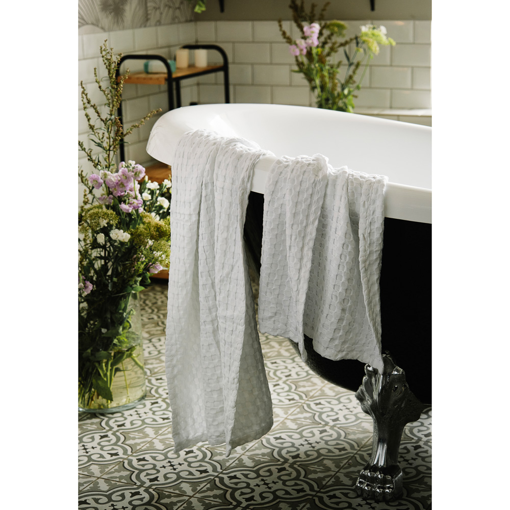 BY COLLECTION Полотенце вафельное 50х90см, 50% бамбук, 50% хлопок, белый, арт.№ 484-058