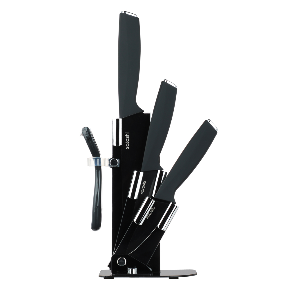 SATOSHI Орис Набор ножей 5пр Ножи 8,9см; 12,7см; 20,3см, овощечистка, подставка для ножей, арт.№ 803-412