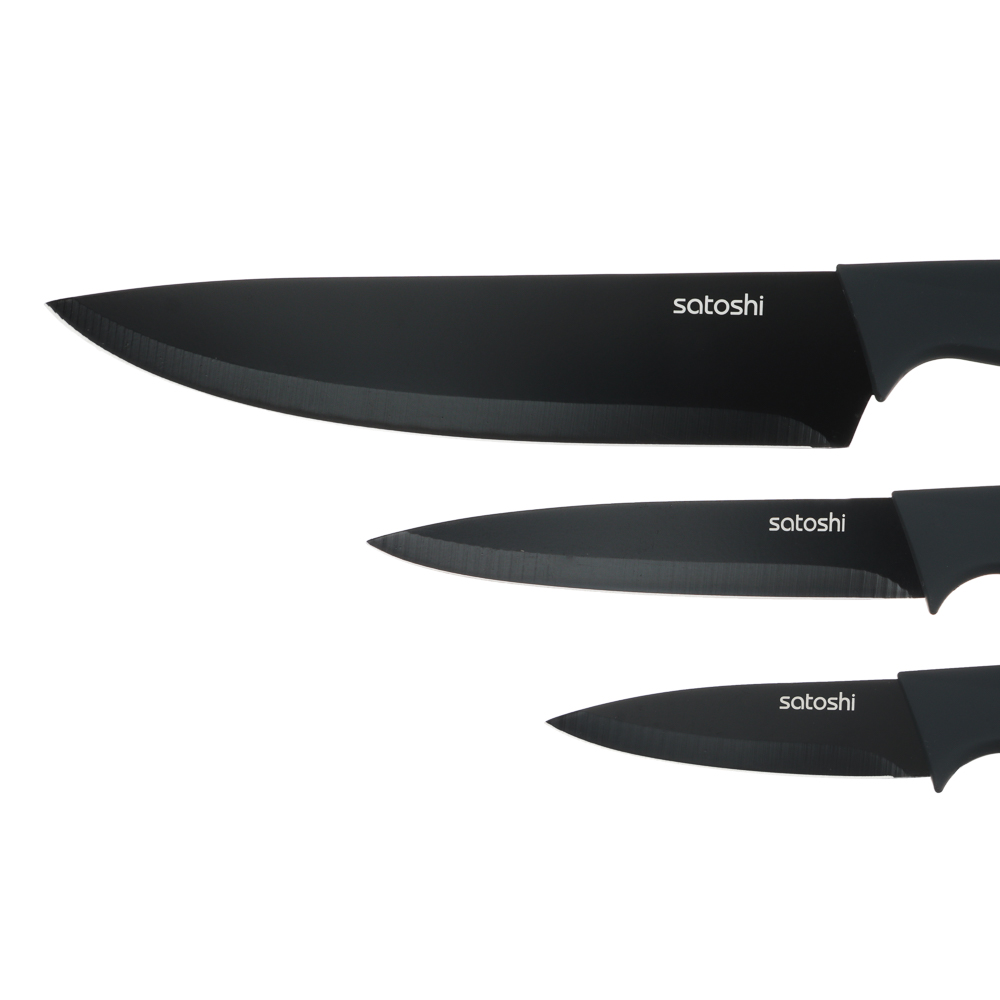SATOSHI Орис Набор ножей 5пр Ножи 8,9см; 12,7см; 20,3см, овощечистка, подставка для ножей, арт.№ 803-412