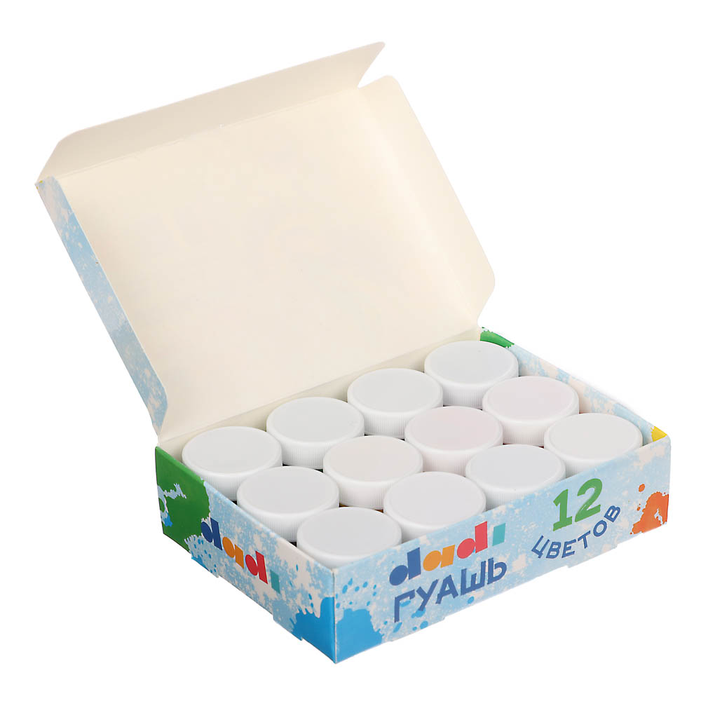 Краски гуашевые 12 цветов, объем баночки 10мл, арт.№ 231-033