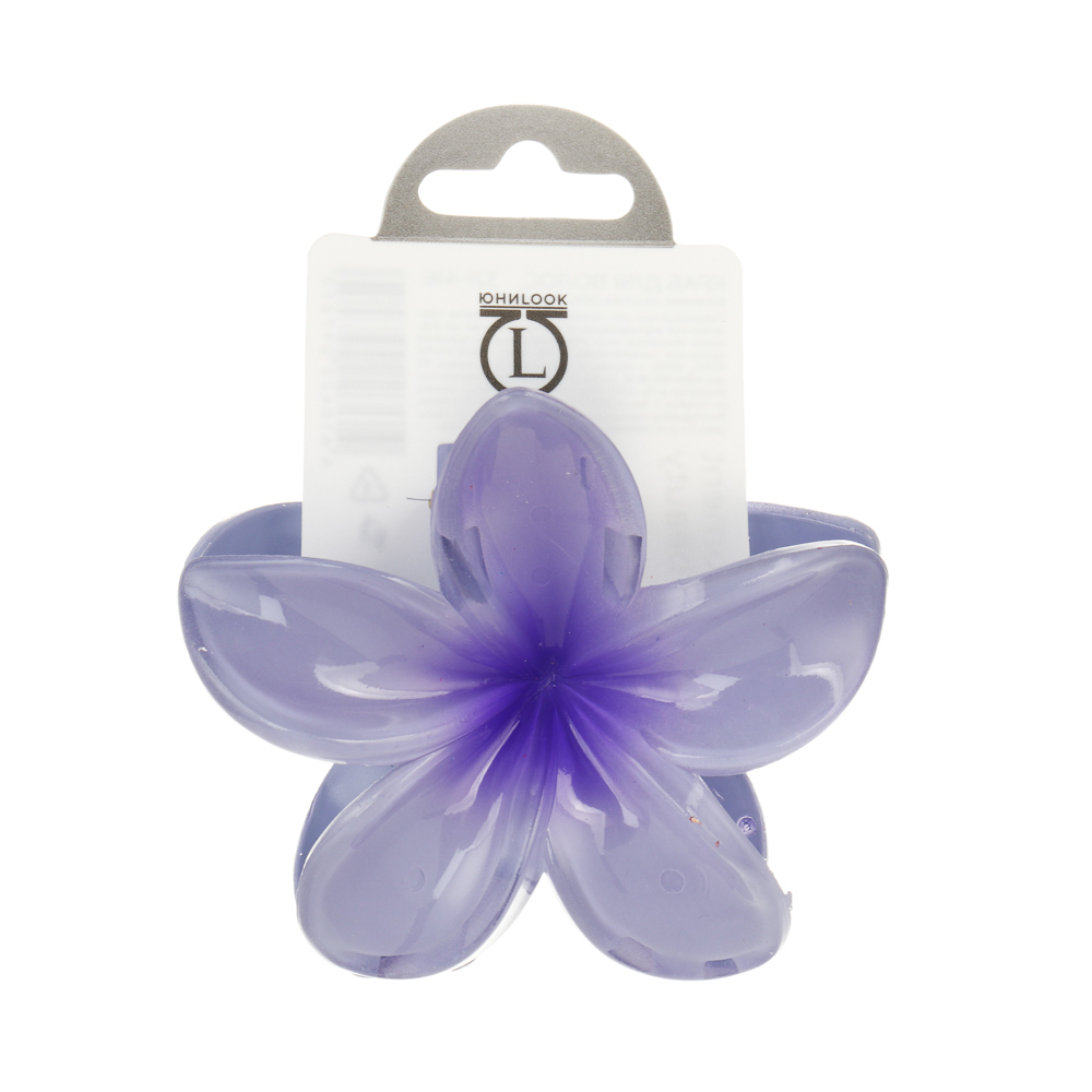 Краб для волос Ботаника, тм ЮНИLOOK, пластик, 8 см, 4 цвета, арт.№ 321-416