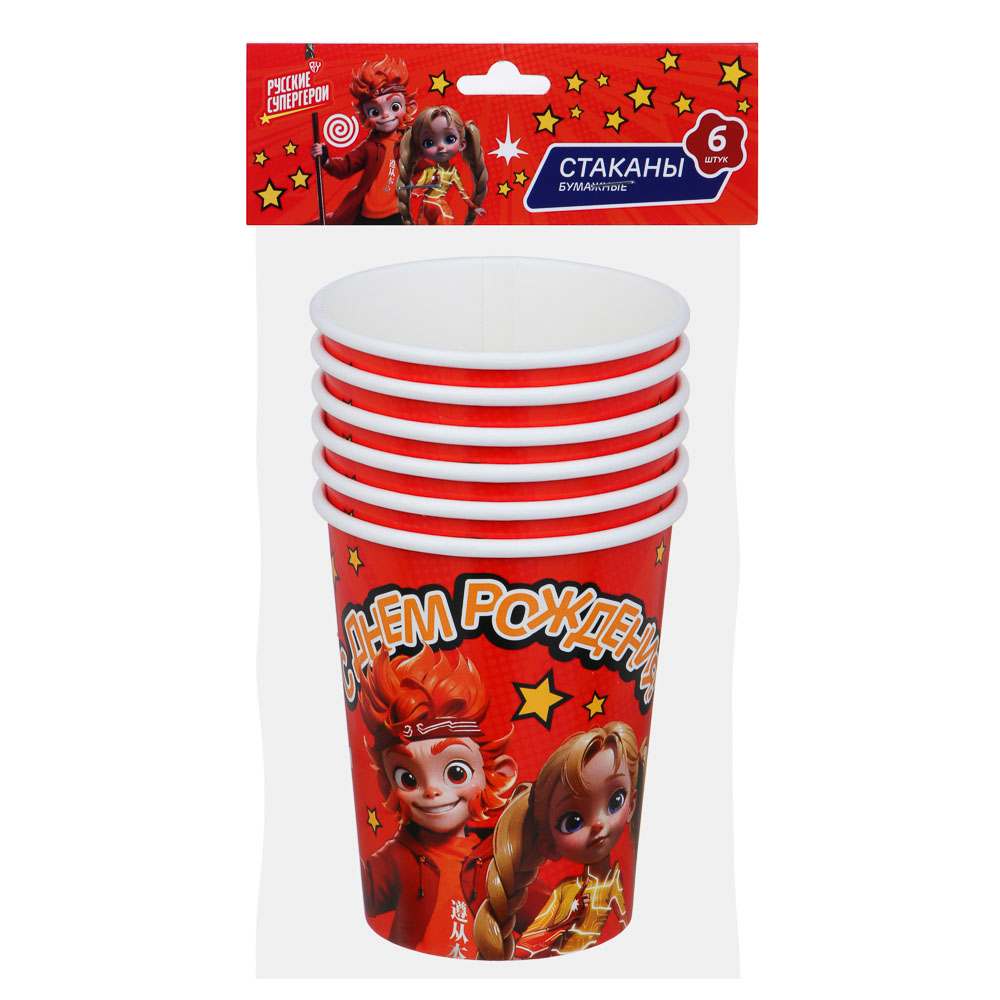 BY Набор стаканов бумажных, 6 шт, 230 мл, С Днем Рождения, арт.№ 530-008