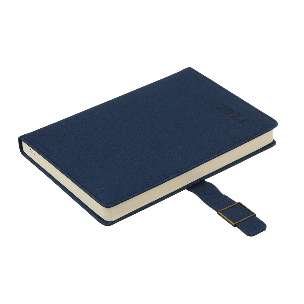 Ежедневник на 2024 "СИЛ" А5, 352 стр., тв.обл.с порол., иск.кожа, тонир.блок, магнит, пряжка, синий, арт.№ 572-164