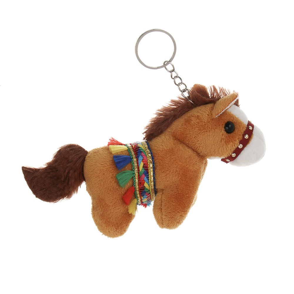 СНОУ БУМ Сувенир мягкий в виде лошадки в попоне 10x11x5 см, полиэстер, 3 дизайна, арт.№ 394-904