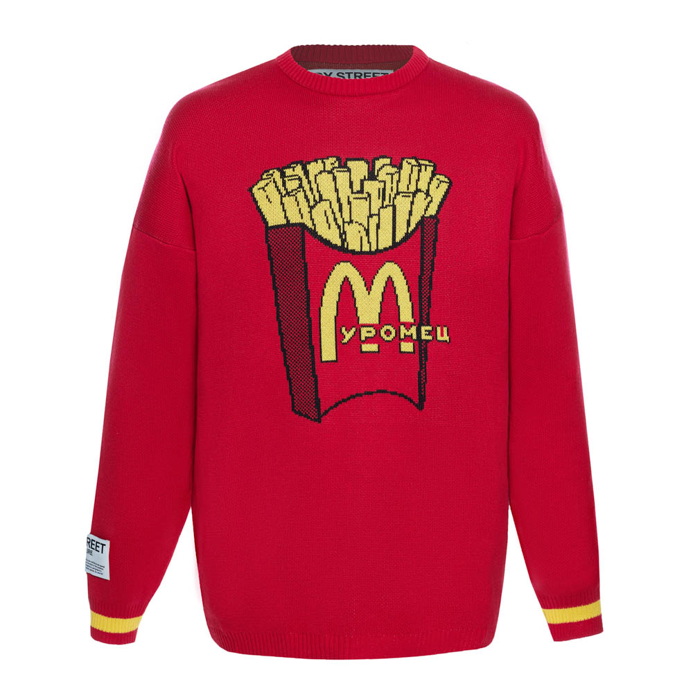 Свитер "Картошка", унисекс, красный с рисунком, разм.M, арт.№ 080-002